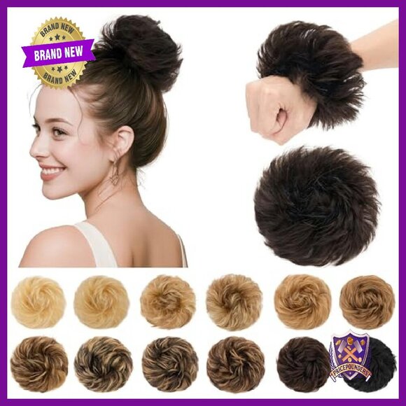 Real Human Hair Bun Extension 30g Wavy Curly Updo Ponytail Accessory main image 5